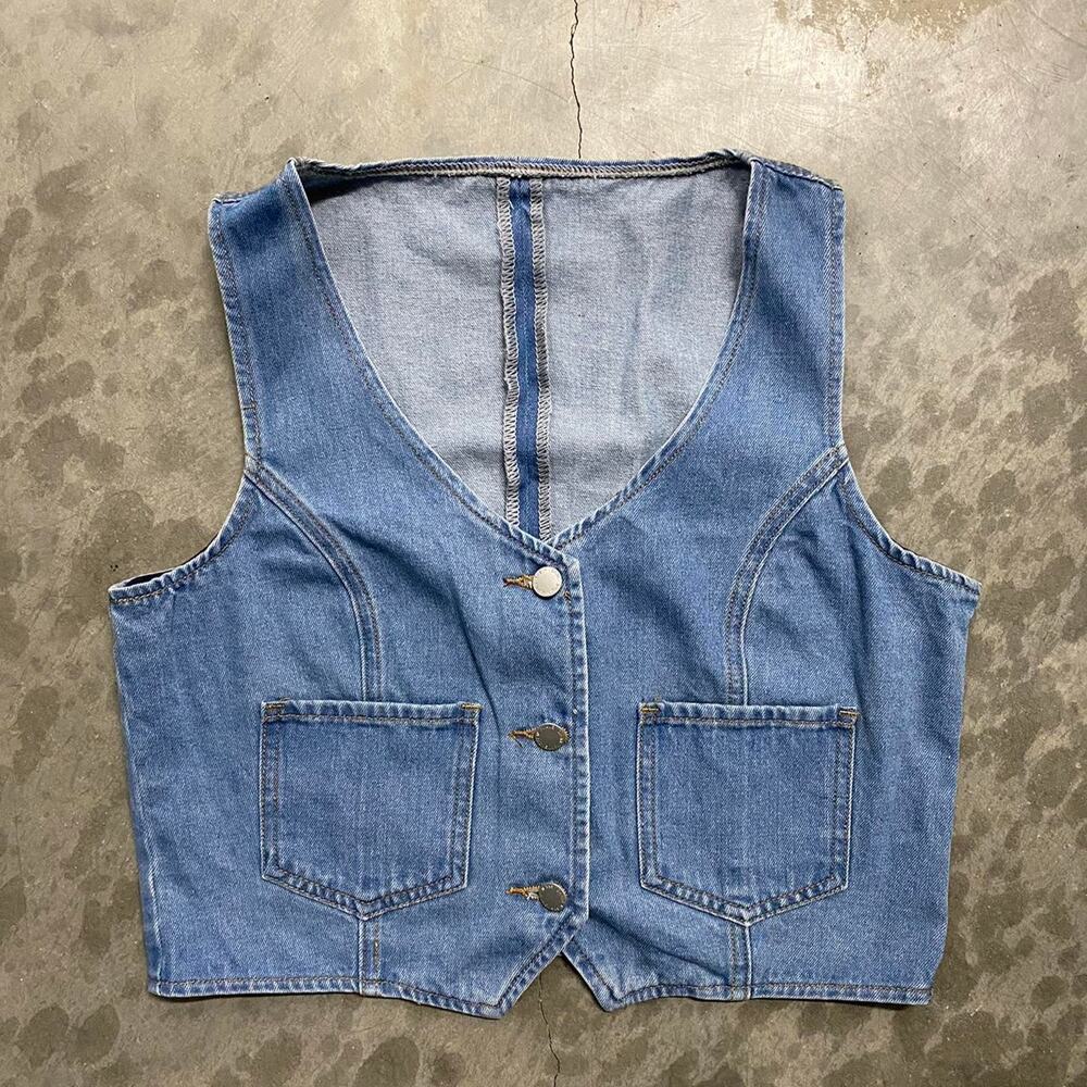 Blue denim vest
